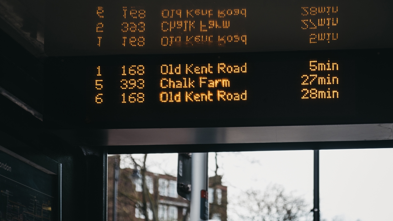 Digital bus schedule signage